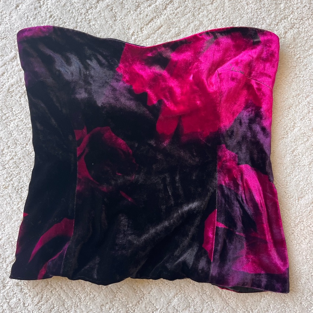 Retrofete Pink and Black Strapless Top
